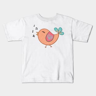 Orange Doodle Bird Kids T-Shirt